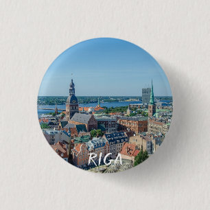 View of Riga city centre from above 3 Cm Round Badge