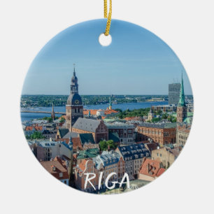 View of Riga city centre from above Ceramic Ornament