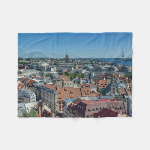 View of Riga old town from above Fleece Blanket