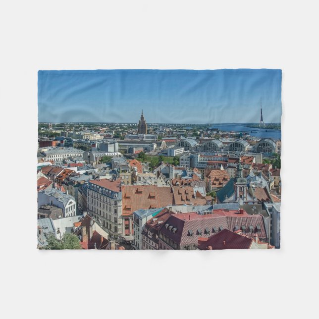 View of Riga old town from above Fleece Blanket (Front (Horizontal))