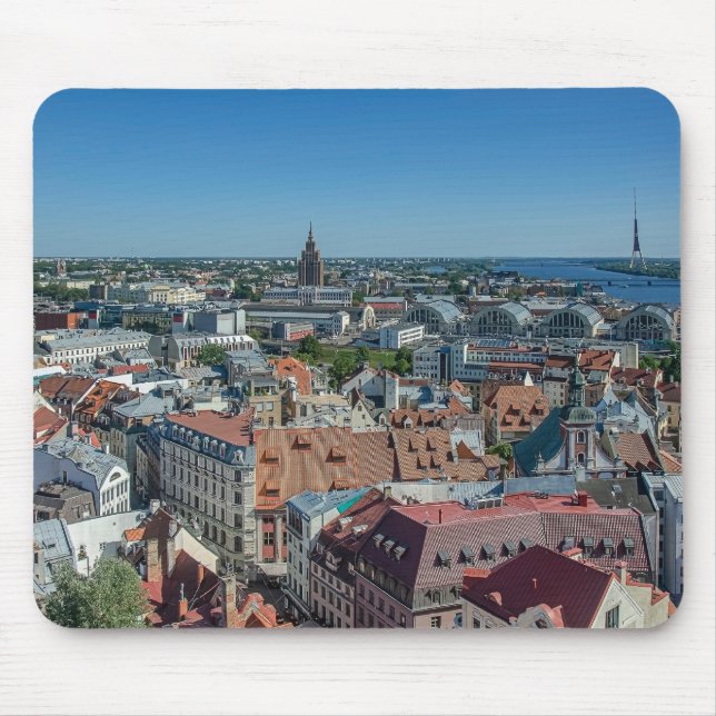 View of Riga old town from above Mouse Pad (Front)