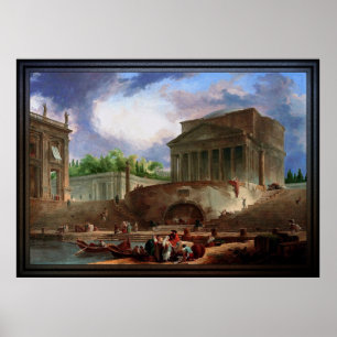 View of Ripetta by Hubert Robert Poster