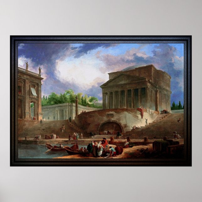 View of Ripetta by Hubert Robert Poster (Front)