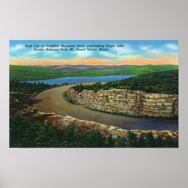 View of Rock Cut on Cadillac Mt Viewing Eagle Poster (Front)