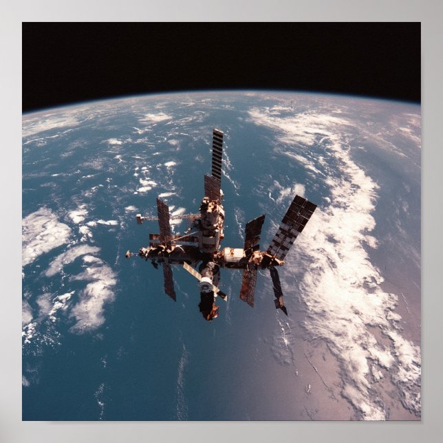 View of Russian Mir Space Station from Discovery Poster (Front)