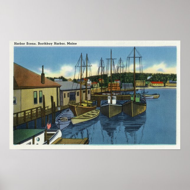 View of Sailboats Docked in the Harbour Poster (Front)