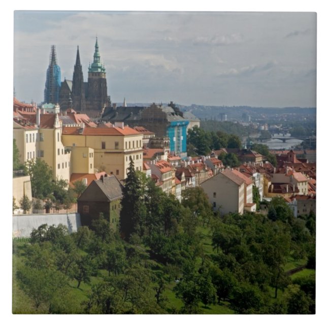View of Saint Vitus's Cathedral, Prague, Czech Tile (Front)