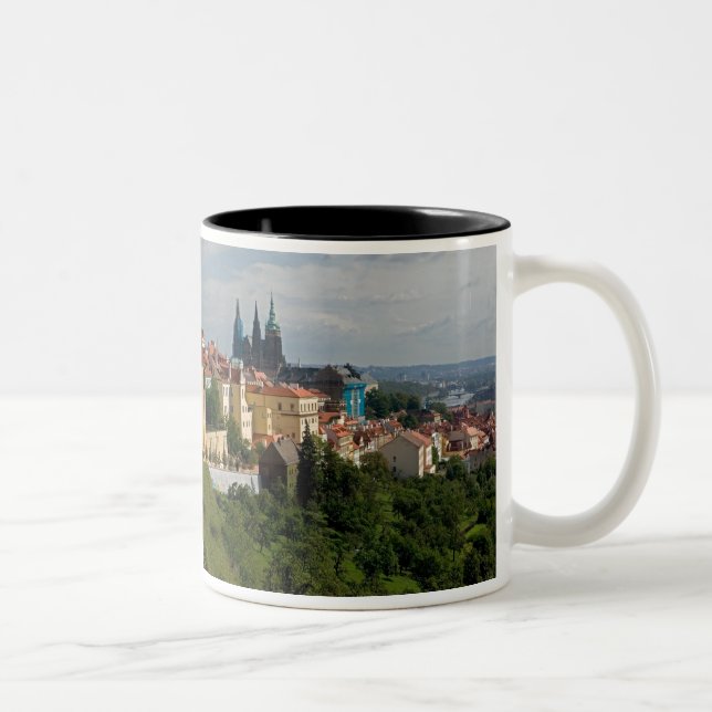 View of Saint Vitus's Cathedral, Prague, Czech Two-Tone Coffee Mug (Right)
