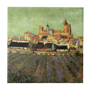 View of Saintes Maries by Vincent van Gogh Ceramic Tile