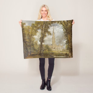 View of Salisbury Cathedral (by John Constable) Fleece Blanket