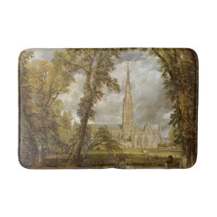 View of Salisbury Cathedral (English Landmark) Bath Mat