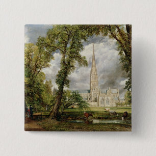 View of Salisbury Cathedral from the Bishop's Grou 15 Cm Square Badge