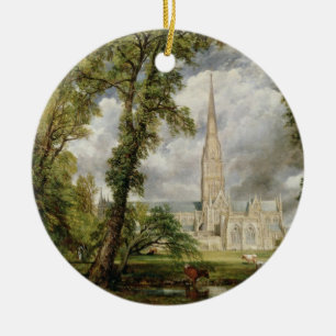 View of Salisbury Cathedral from the Bishop's Grou Ceramic Tree Decoration