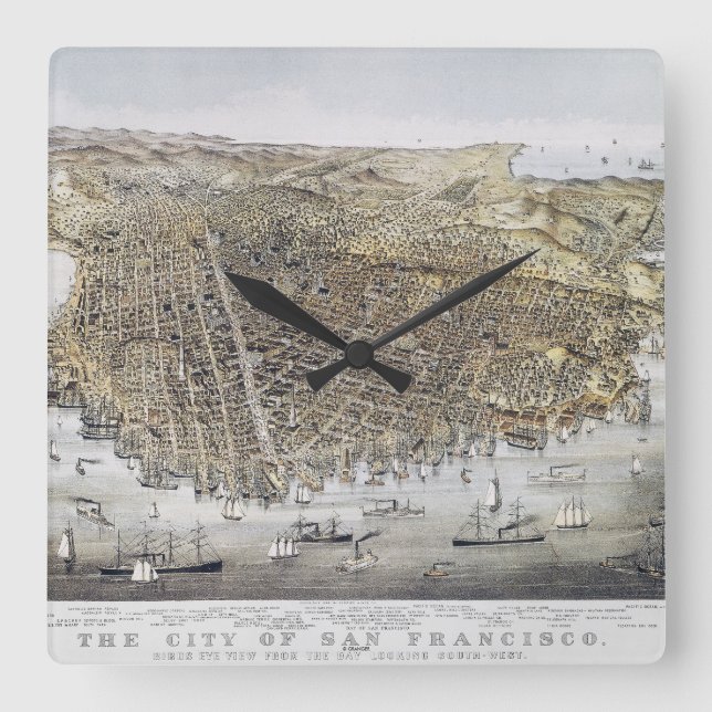 View Of San Francisco, 1878 Square Wall Clock (Front)