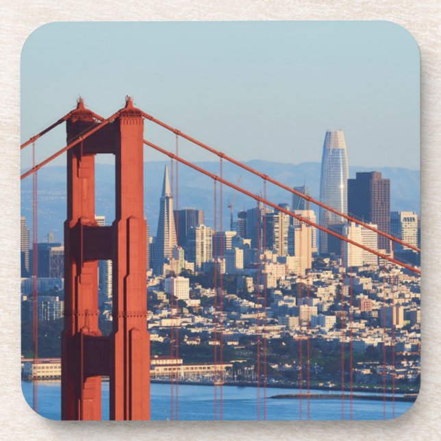 View of San Francisco Through Golden Gate Bridge Coaster (Front)
