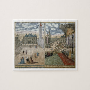 View of San Marco, and the Palazzo Ducale on fire, Jigsaw Puzzle