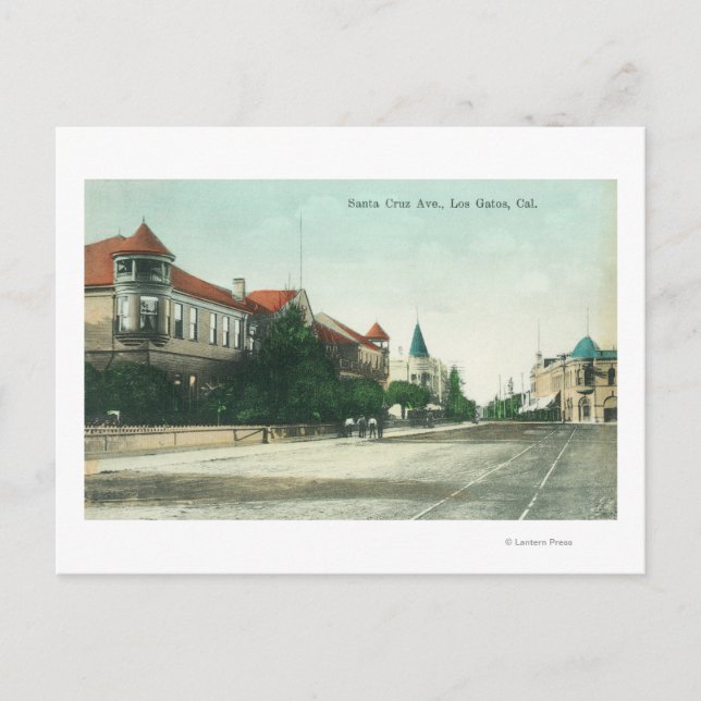 View of Santa Cruz AvenueLos Gatos, CA Postcard (Front)