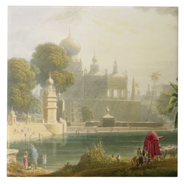 View of Sassoor in the Deccan, from Volume II of ' Ceramic Tile (Front)