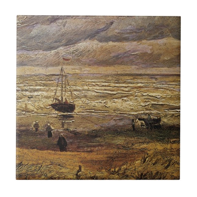 View of Sea at Scheveningen by Vincent van Gogh Ceramic Tile (Front)