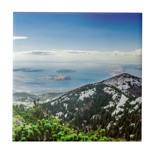 View of sea from mountains ceramic tile (Front)
