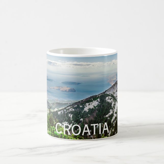 View of sea from mountains in Croatia Coffee Mug (Center)