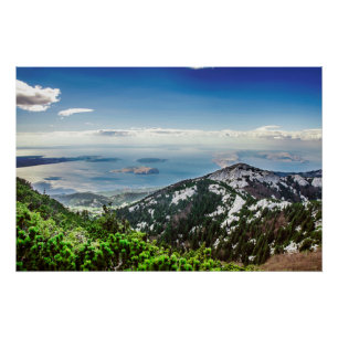 View of sea from mountains poster