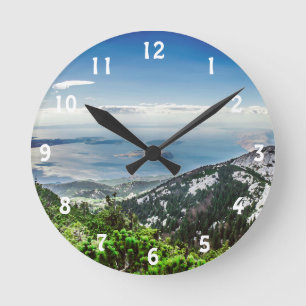 View of sea from mountains round clock