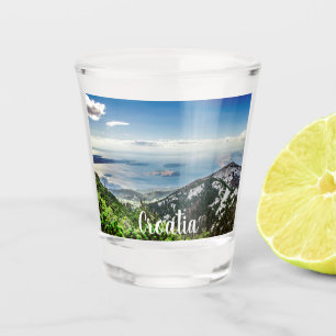 View of sea from mountains shot glass