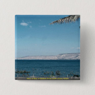 View of Sea of Galilee from south shore, Israel 15 Cm Square Badge