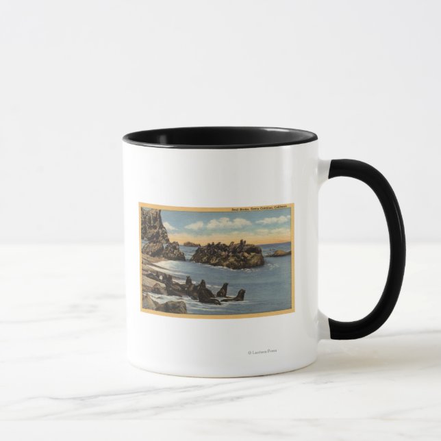 View of Seal Rocks with Seals Mug (Right)