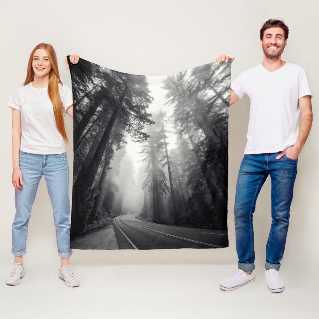 View Of Sequoia Trees In Forest Fleece Blanket (In Situ)