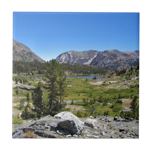 View of Shell Lake, Tioga Pass, California Ceramic Tile (Front)
