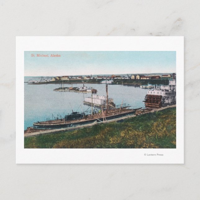View of Ships in the DockSt. Michael, AK Postcard (Front)
