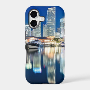 View of skyline with reflection in water, Miami