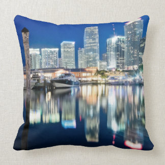 View of skyline with reflection in water, Miami Cushion