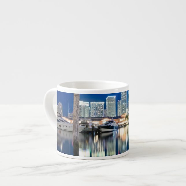View of skyline with reflection in water, Miami Espresso Cup (Front Left)