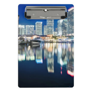 View of skyline with reflection in water, Miami Mini Clipboard