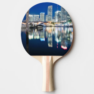 View of skyline with reflection in water, Miami Ping Pong Paddle