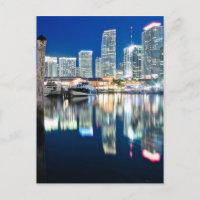View of skyline with reflection in water, Miami