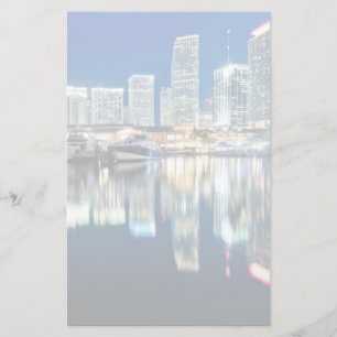 View of skyline with reflection in water, Miami Stationery