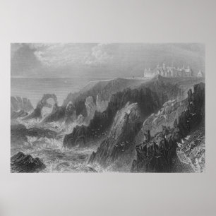 View of Slaines Castle, near Peterhead Poster