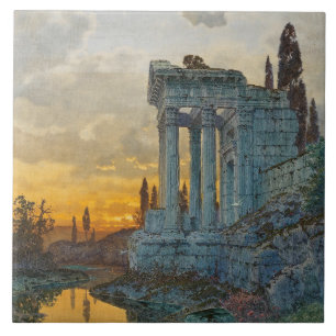 View of Southern Italy with Ancient Roman Ruins Ceramic Tile