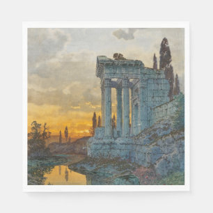 View of Southern Italy with Ancient Roman Ruins Napkin