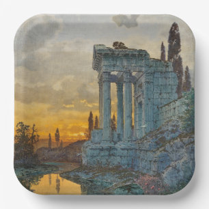 View of Southern Italy with Ancient Roman Ruins Paper Plate