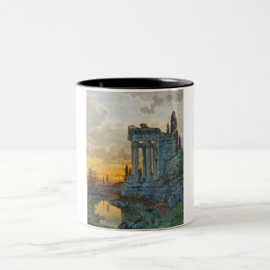 View of Southern Italy with Ancient Roman Ruins Two-Tone Coffee Mug