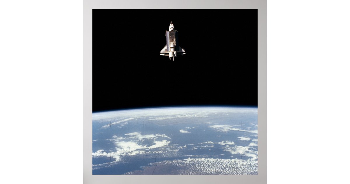 View of Space Shuttle Challenger above Earth Poster | Zazzle