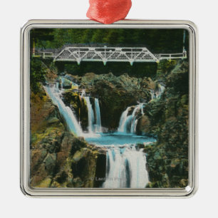 View of Split Rock Falls and Bridge Metal Tree Decoration