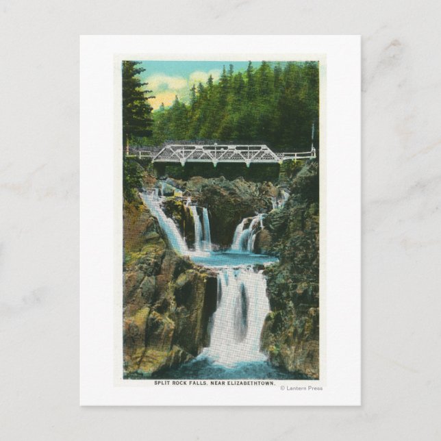 View of Split Rock Falls and Bridge Postcard (Front)