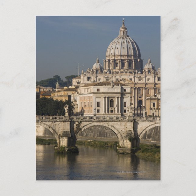 View of St Peter's with the Ponte sant' Angelo Postcard (Front)