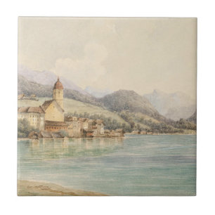View of St. Wolfgang on Lake Wolfgang Carl Lafite Ceramic Tile